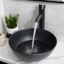 13 Bathroom Sink Stone Resin Vessel Sink with Faucet and Pop-up Drain Combo Round Bathroom Vessel Sink Black Bathroom Sink Above Counter Small Bowl