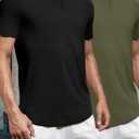 Men's 1 or 2 Pack Hipster Hip Hop Longline Crewneck T-Shirt Short Sleeve Gym Workout Athletic T Shirts for Men (XXXL)