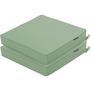 Outdoor Chair Cushions 24 x 24 Inch Water Resistant Patio Chair Cushions with Tie 3 Year Color Fastness Thick Outdoor Seat Cushion for Garden Lawn Patio Furniture Sage Green Set of 2