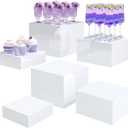 Buffet Risers, Food Display Risers for Party, White Acrylic Risers Display Stand for Buffet Table, Catering Displays for Dessert, Cube Box Nesting Riser with Hollow Bottoms (6"x7"x8" 6PCS)