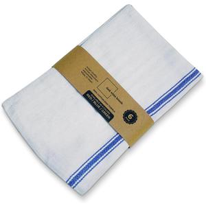 Dark White Ultra Soft Dish Towels  Premium Quality, Soft, Kitchen Towels  Durable for Daily Use in Cooking, Cleaning and More  Ideal for Homes and Professional Kitchens (6, Blue Stripe)