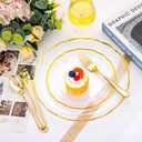 EI 150pcs Clear Plastic Plates with Gold Plastic Silverware,Disposable Plate Heavy Duty,Clear and Gold Dinnerware Set,Elegant Plates for Party,Wedding,Thanksgiving,Christmas,New Year
