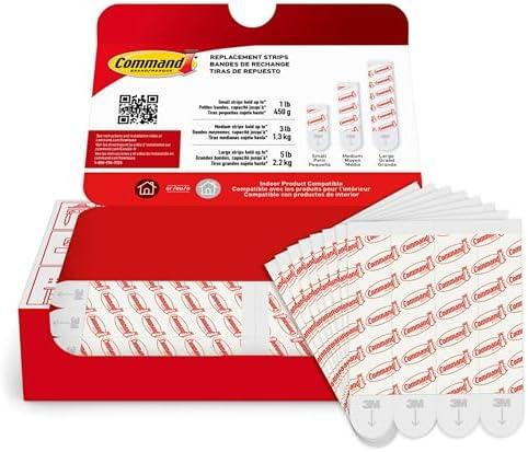 Command Damage Free Hanging Strips for Large Wall Hooks, Removable Adhesive, No Tools, 16  White Strips