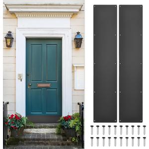 uxcell 2pcs Door Kick Plate, 8 x 34 Inches Aluminum Kick Plate Door Plate, 1.5mm (1/16 Inch) Thickness, for Exterior Front Door or Back Door, Black
