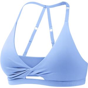YEOREO Sports Bras for Women Open Back Workout Gym Bra Padded Medium Impact Yoga Tops with Ajustable Back Straps (Small, Ice Blue)