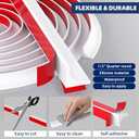 Moleney White Flexible Molding Trim 0.5 Inch x 10 ft | Self adhesive silicone corner strip for small gaps edges and baseboards