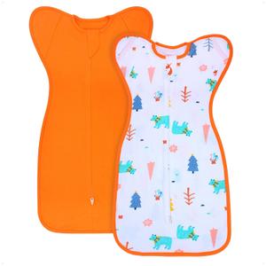 Transition Swaddle 0-3 Months, Newborn Sleep Sacks Arms up Swaddle 2-Way Zipper 100% Cotton Arms in/out, 0.8 Tog Baby Sleep Sack for Boy Girl, 2-Pack Transitional Swaddles (Small 5-14lbs)