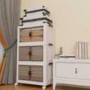 Luxdecor Storage Bins With Lids-Stackable Plastic Storage Bins on Wheels, Closet Organizers and Storage Cabinet with Doors,4 Tier White