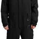GSOU SNOW Men Ski Suit One Piece Snowsuit Snowboard Jumpsuit Jacket Pant Set Insulated Windproof Outwear Winter, L, Black