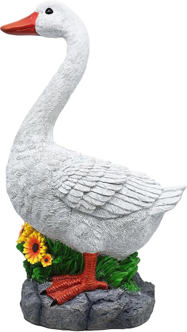 Joyful Porch Goose Statue Cygnus, Big Resin Garden Lawn Yard Dcor, Sculpture, 20 inches High Figurine, Duck, Indoor and Outdoor, by GGTown TM