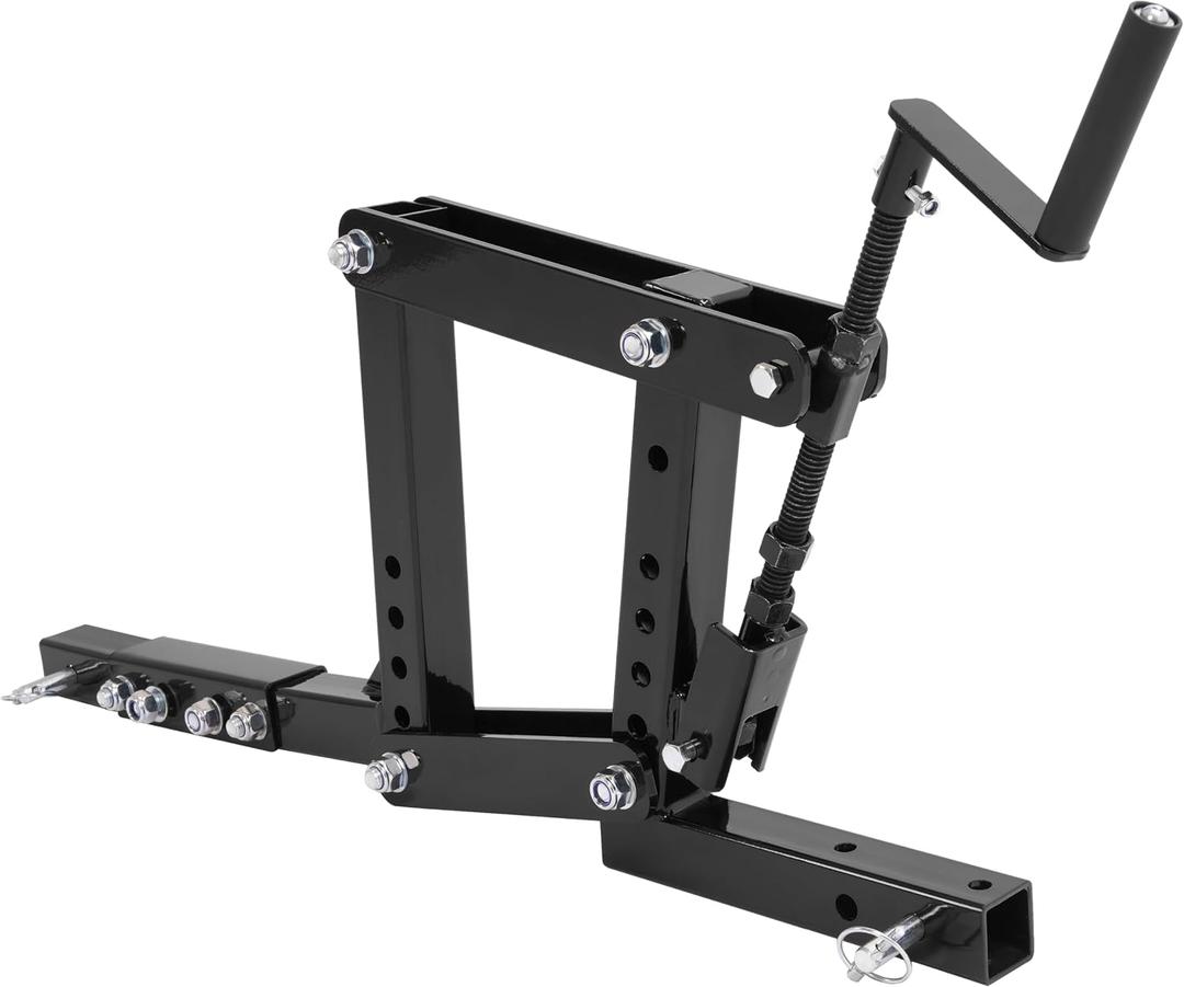 1-Point Hitch Lift with Adjustable Height Compatible with 2" Receivers for ATV, UTV, Garden & Lawn Tractors Heavy-Duty Steel Powder-Coated Finish