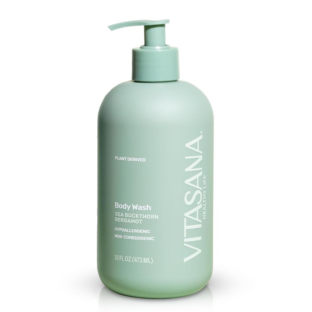 Natural Body Wash for Sensitive Skin, 16oz Sea Buckthorn & Bergamot Scent, 98.9% PlantDerived, EWG Verified, Hypoallergenic, ParabenFree, SulfateFree, CrueltyFree