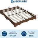 Garvee Queen Wood Platform Bed Frame, Wooden Bed Frame Without Headboard, Wave Edge Bed with Sturdy Slat Support, Noise-Free Design, No Box Spring Needed, Easy Assembly