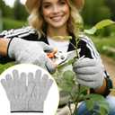 2 x Cut Resistant Gloves, Level 5, Non-Slip Grip, Machine Washable, for Kitchen, Oyster Shucking, Woodworking (Grey(female))