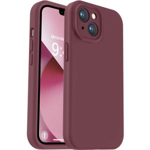 Vooii Compatible with iPhone 13 Case, Liquid Silicone Upgrade [Camera Protection] [Soft Anti-Scratch Microfiber Lining] Shockproof Phone Case for iPhone 13 6.1 inch - Plum