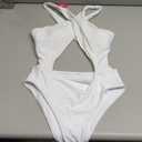 HYPERFIRE Women's Sexy Halter Criss Cross Swimsuit Cut Out One Piece Bathing Suit High Cut Swimwear White X-Large