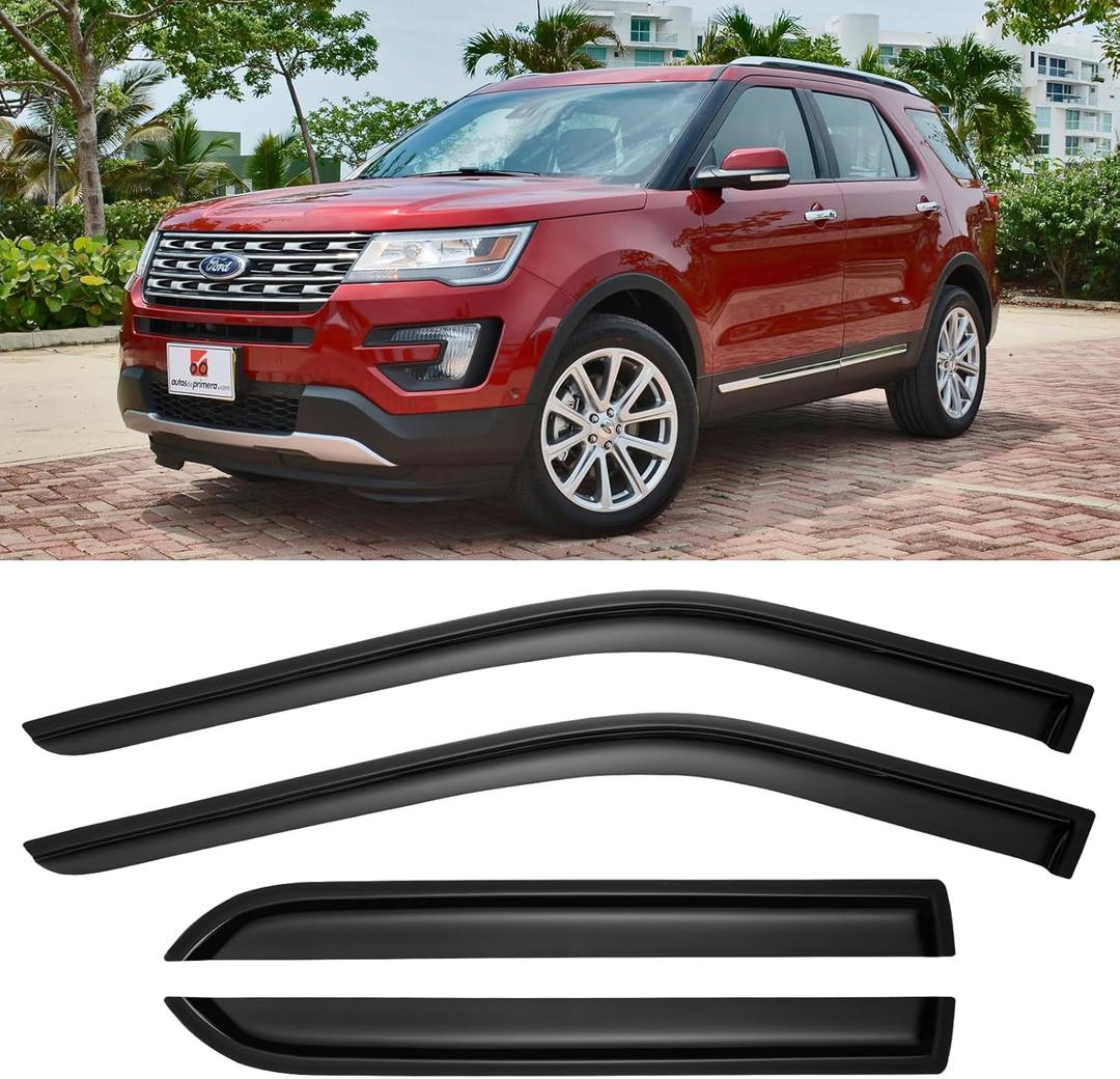 Window Rain Guards Visors for 2011 2012 2013 2014 2015 2016 2017 2018 2019 Ford Explorer, Window Vent Wind Shades Deflectors Shield for 11-19 Explorer