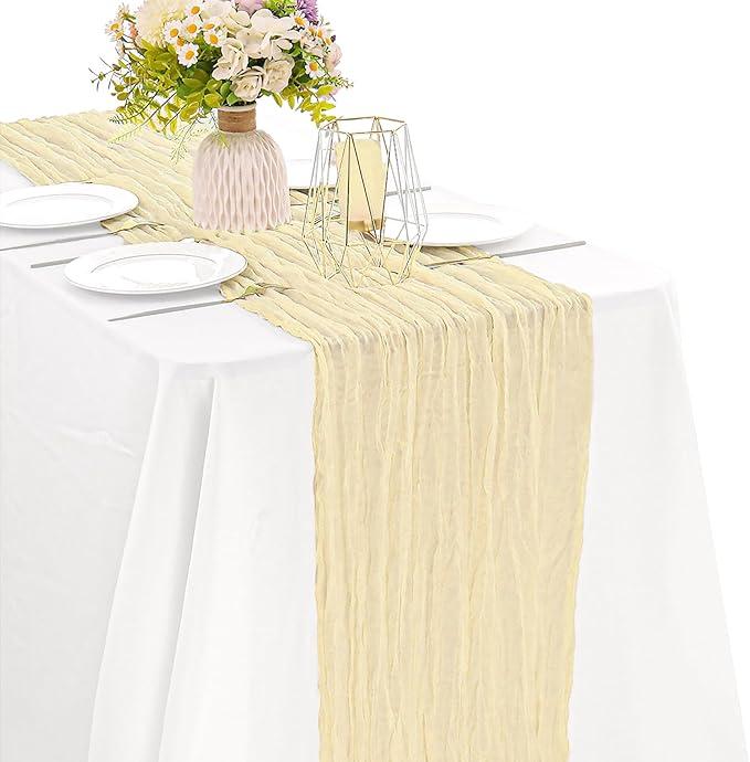Cheesecloth Table Runner Rustic Gauze 1 Piece Beige Cheesecloth Table Runner Rustic Gauze 1 Piece Beige