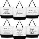 Cunno 6 Pcs Christmas Thank You Canvas Bag for Women Employee Appreciation Gift Reusable Grocery Bags for Coworker Nurse