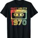 Party Like It's 1970 Retro 70s Party Outfit Costume T-Shirt (XL, Black)