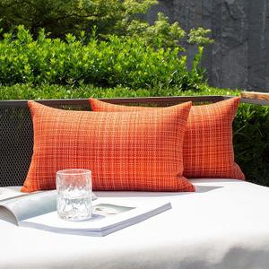 Kevin Textile Pack of 2 Decorative Outdoor Waterproof Fall Throw Pillow Covers Autumn Decorative Lumbar Pillowcases Modern Cushion Cases for Patio Couch Bench 12 x 20 Inch Orange