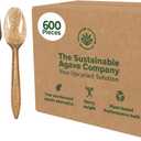 Sustainable Agave Co - Agave Fiber Cutlery Set - 200 pcs/each (600pcs total) - Plant-Based, Made With Upcycled Materials - Bulk Brown Forks, Knives Spoons Variety Pack