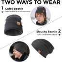 August Crown Unisex Double Layer Knit Winter Beaniehat (Black & Gray 2 Pack)