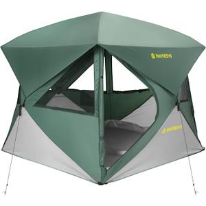 Camping Tent,Instant Cabin Tent, Setup in 60 Seconds, 4 Person Pop up Tents for Camping, Hub Tents, Rainfly, Windproof, UV Resistant, Large Camping Tent Sun Shelter with Removable Floor (Green)