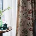 SUOUO Red Floral Curtains for Living Room Patterned Green Jacobean Farmhouse 84 inches Long Light Filtering Grommet Window Drapes for Dining Bedroom 2 Panels, 52"W x 84"L