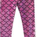 City Threads Girls Leggings Metallic Mermaid Print Shiny Colorful Fun Ankle Length for Style Fashion Parties Pop of Color M