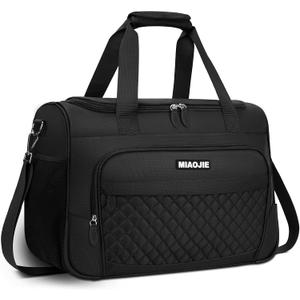 Travel Duffle Bag for Women, Underseat Carry On luggage Bag Foldable Overnight Weekender Hospital Bag Lightweight Airplanes Personal Item Travel Tote Bag for Women Birthday Gifts, 18IN Black