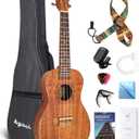 23 Inch Concert Ukulele Professional Mahogany Ukelele for Starter with Online Lessons Gig Bag Tuner Strap Nylon Strings Picks