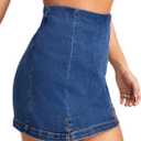 Floerns Women's Casual Split Hem High Waist Denim Skorts Skirt Shorts (Blue, M)