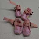 XSY&G Dog Boots, Waterproof Dog Shoes, Dog Booties with Reflective Strips, Rugged Anti-Slip Sole and Skid-Proof, Outdoor Dog Shoes for Small, Medium, Large Dogs 4Pcs Pink-Size 1