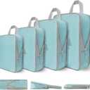 Compression Packing Cubes for Travel, 4 Set Expandable Packing Organizers, Lightweight Luggage Organizer Bags, Travel Essentials for Carry on, Handy Helper for Organizing Clothes, Blue