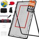 Volleyball Rebounder Net with Volleyball, Bungee Cords,Carry Bag and Neon Target, 5 Adjustable Angles Bounce Back Net for Volley Ball,Baseball,Improve Skills (4x7ft)