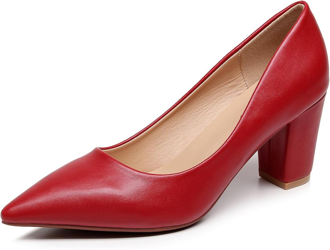 VenusCelia Women's Lewin Pump Chunky Heel Shoe (9.5)