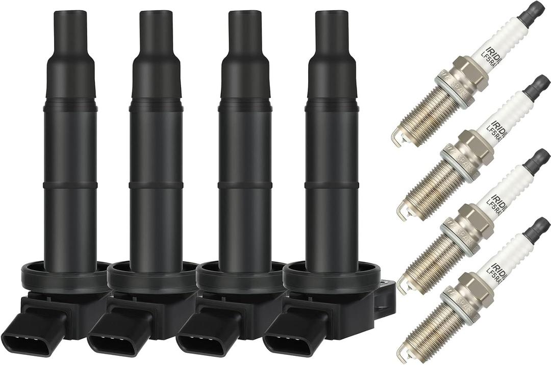 OCPTY Ignition Coil Coils Pack iridium Spark Plugs fits C1330 UF333 5C1299 for Toyota for Camry Matrix RAV4 for Highlander Solara Vibe TC HS250h 2.4L l4 set of 4