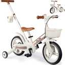 Toddler Bike with Training Wheels for Kids 1-3, 6 in 1 Balance Bike for Toddlers 2-4 with Pedals, Brake & Baskets, 12" Baby Push Tricycle for 2 3 4 5 Year Old Boy Girl Toy & Gift, Large