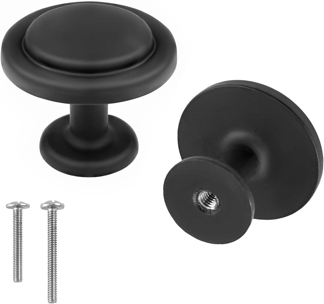 Black Cabinet Knobs - Black Drawer Knobs - 10 Pack Closet Door Knobs - Kitchen Cabinet Knobs - Kitchen Knobs for Cabinets and Drawers - Bedroom Door Knobs - Cupboard Knobs for Modern Home & Furniture