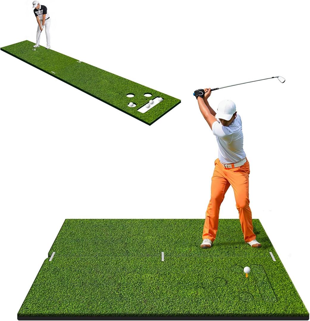 Dual-Mode Golf Hitting Practice Mat 1.2in Indoor Outdoor Putting Mats Turf, 6FTx4FT, 1.2"