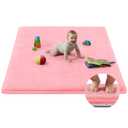 Baby Play Mat for Floor,Tummy Time Area Rug 59x59 Playpen Muscle Mat Pink