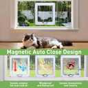 Cat Door for Window, Fits 14"-24" Width Window, Cat Window Door with 4 Locking Modes, Weatherproof Window Cat Door Insert, Magnetic Closure, Easy Installation, Clear Plexiglass