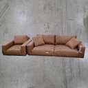 Telora Caramel Chair and 
Emerald Home Furnishings LakeView Presley Sofa - Brown