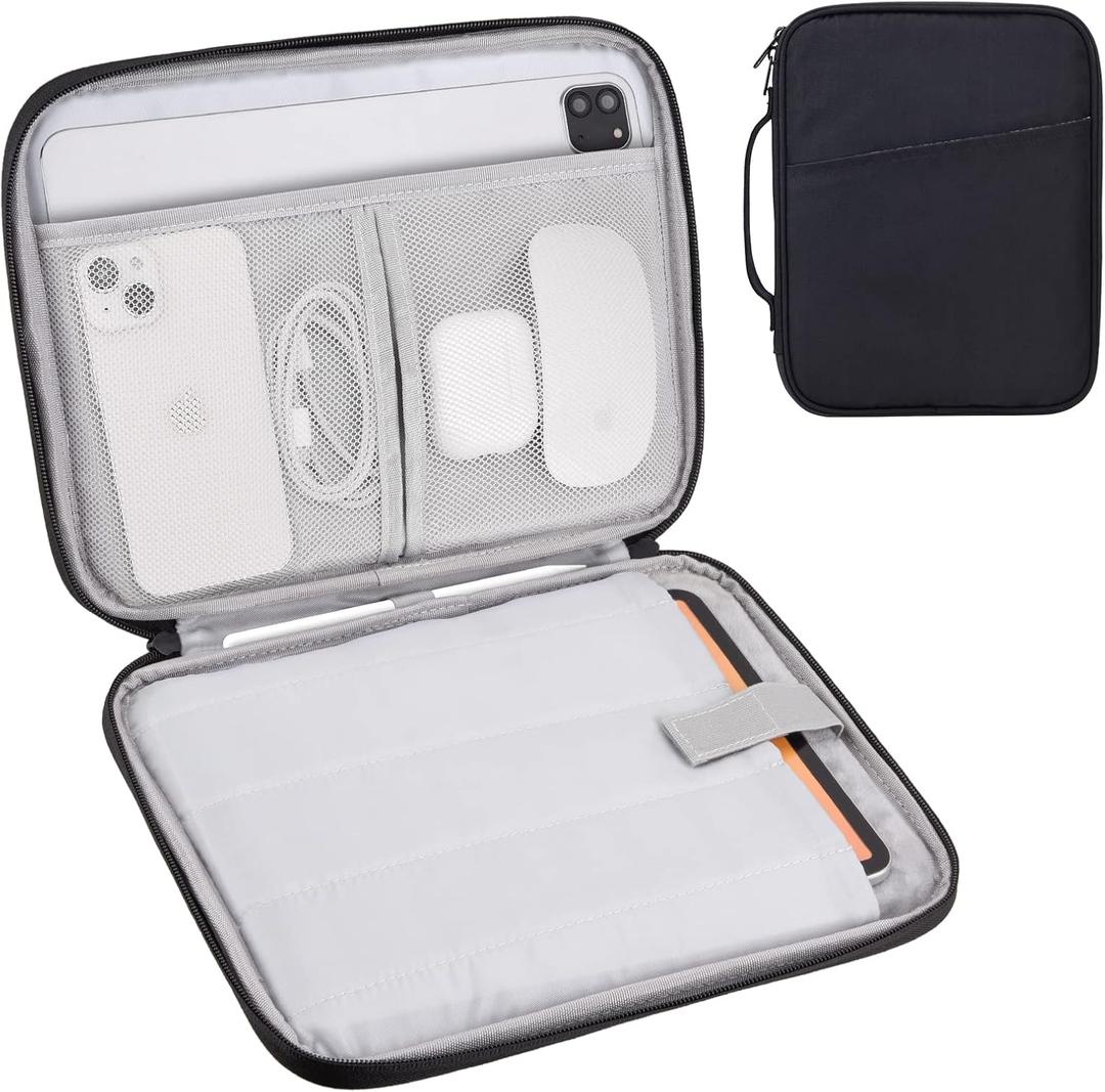 9-11 Inch iPad Carrying Case, Padded Travel Tablet Sleeve Bag for iPad Pro 11-in (M4), iPad 10.9 (10th Gen), iPad Air 11-in (M2), Galaxy Tab S9/S8 (Black-11)