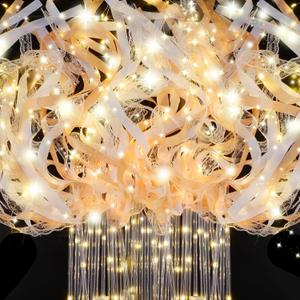 HONLYNE 100 PCS Light up Wands for Wedding, Wedding Wands Streamers with 3 Colorful Flashing Modes, Fairy Wands, LED Silk Fairy Wand with Bells for Wedding, New Year, Raves, Concert, Birthday