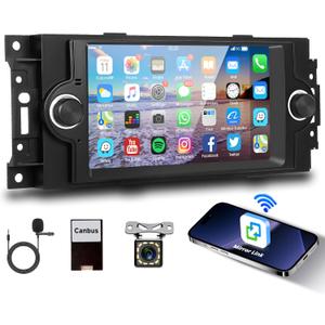 Android Car Radio Stereo for Jeep Wrangler JK Dodge RAM Chrysler 300C Chevrolet Compass Commander Patriot, 6.2 Inch Touchscreen with Mirror Link WiFi GPS Bluetooth FM RDS EQ Rear Camera SWC USB