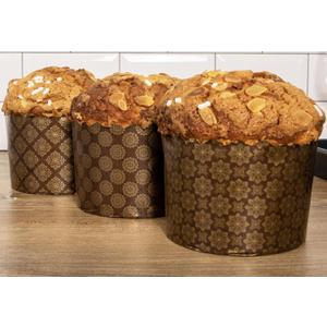 12 oz Easter Bread Forms Paska Mold Kulich Paskha Pantone 12 pcs - Easter Bread Paper Mold Panettone Paper Mold - Standard Non Stick Panettone Paper Bread Baking Molds - Brown Design