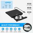 Antika External CD Drive USB 3.0 Portable Slim External DVD Drive CD DVD +/-RW ROM Burner Writer/Player for MacBook Pro Laptop/Desktops Win 11/10/7/8.1 (Black)