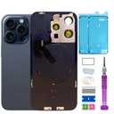 15 Pro Max Back Glass Replacement with Plate & Flex Cable and All Parts for iPhone 15pro Max Back Cover Glass (Blue Titanium, 6.7 Inch) + Waterproof Tape + Repair Tools (Blue Titanium)
